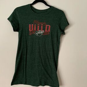 Under Armour Minnesota Wild Dark green short sleeve shirt, round neck, logo, M
